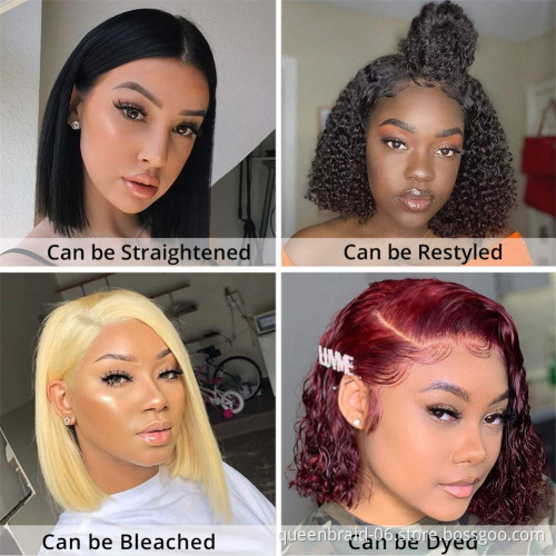 Short Bob Deep Curly Wave Wigs 13x4 Lace Front Wigs Pre Plucked With Baby Hair 100% Brazilian Remy Virgin Human Hair Wigs